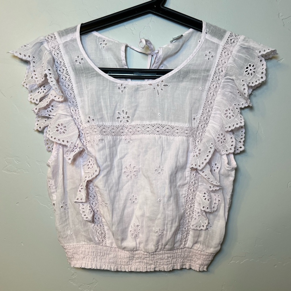 aerie Eyelet Cropped Shirt (Blush Pink) - Picture 2 of 4
